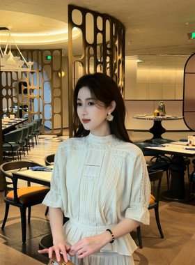 瑾序【香榭丽织梦】奢级高定感重工蕾丝花边上衣气质夏季新款衬衫