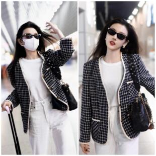 欧洲宋祖儿同款小香风外套女2025年秋季新款格子宽松休闲百搭上衣