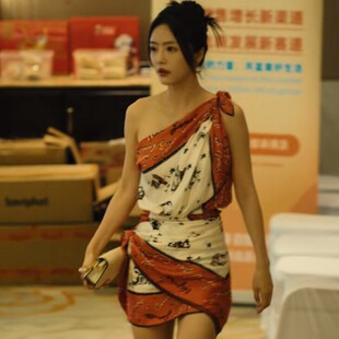 欧洲除恶蔡文静李晓雅同款斜肩连衣裙夏季无袖收腰裙子女衣服潮