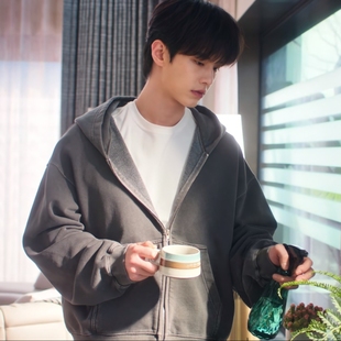 原版双轨何与靳朝同款卫衣外套春秋连帽开衫上衣裤子男衣服潮