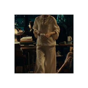 原版爱情没有神话林展翘同款衬衫上衣圆领衬衫裤子套装女衣服潮