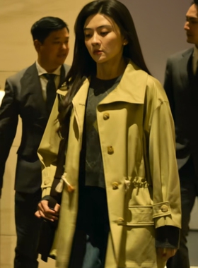 原版罚罪2梁洁文江燕同款同款风衣外套秋冬翻领中长款大衣女衣服