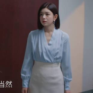 欧洲狙击蝴蝶陈妍希岑矜同款衬衫上衣春秋v领衬衣短裙女衣服潮