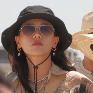 花儿与少年7马思纯同款帽子女ins抽拉绳遮阳防晒帽大檐渔夫帽潮