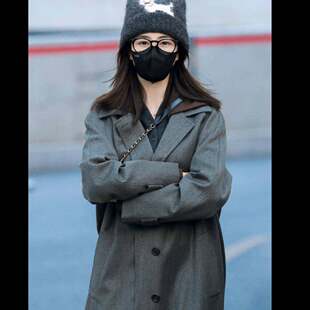 原版2026春晚彩排白鹿同款风衣外套翻领中长款气质大衣女衣服潮