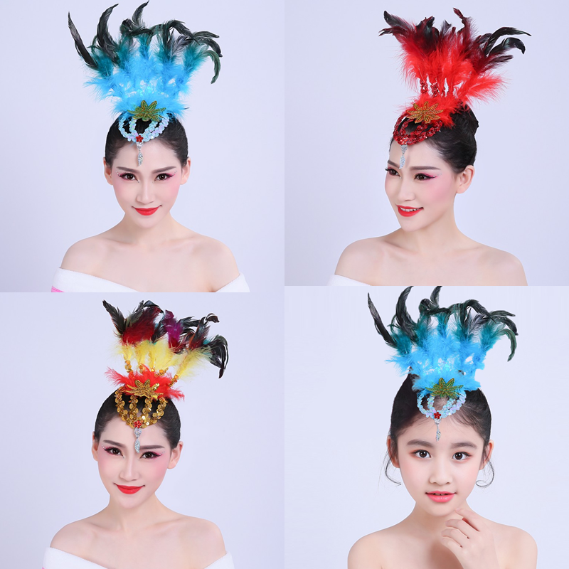 新款成人舞蹈头饰演出头饰健身操舞蹈演出头饰秧歌头花广场舞走秀