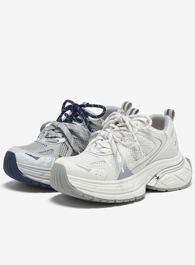 百思图2025秋新款网面银色老爹鞋女鞋厚底女运动风休闲鞋B8662CM5