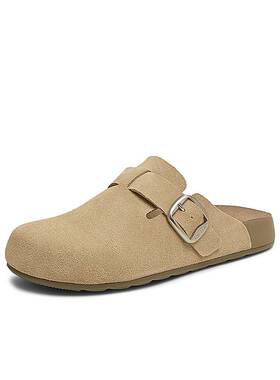 百思图厚底凉拖鞋2025夏季新款复古休闲勃肯鞋平跟女单鞋A9080BH5