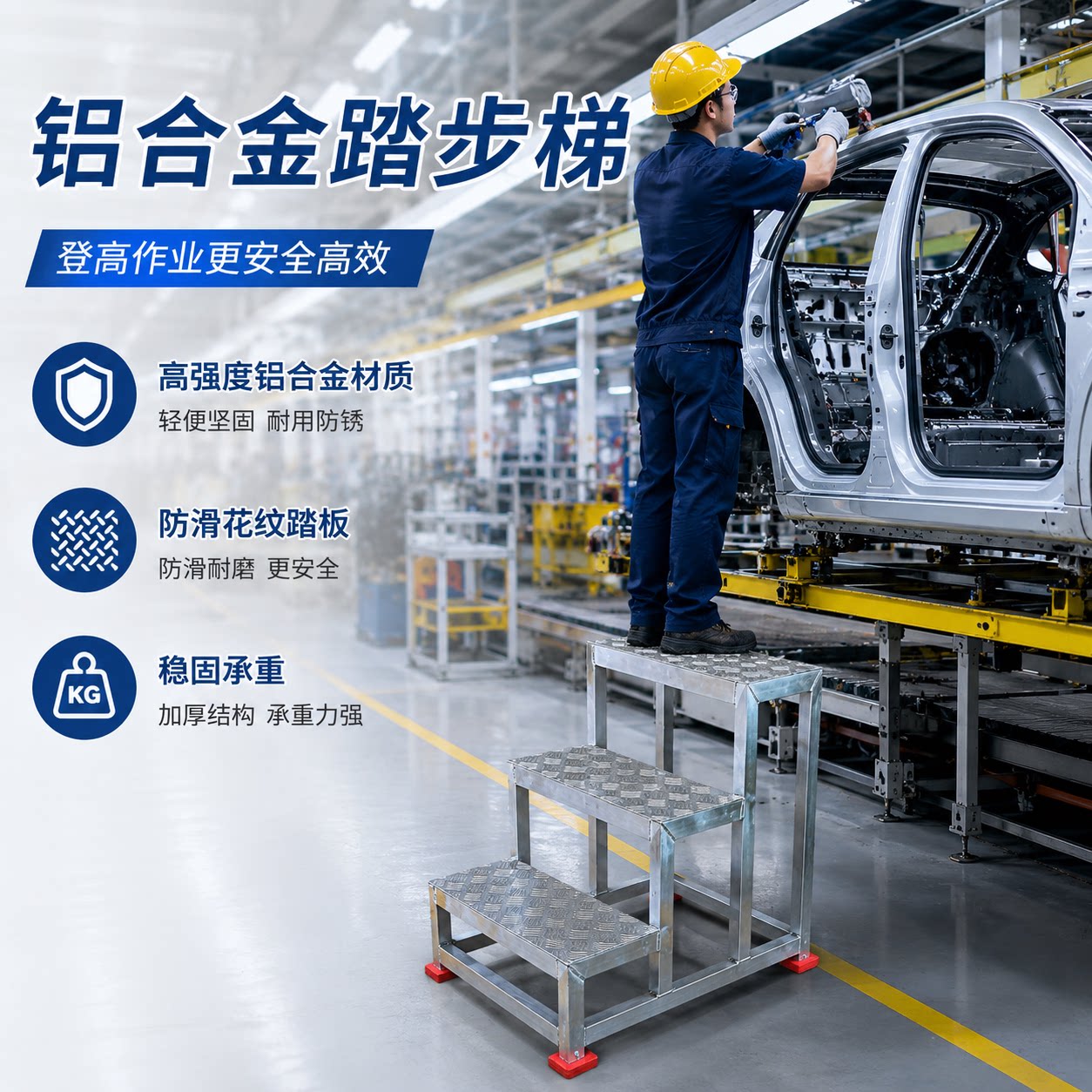 铝合金稳固防滑平台梯凳登高车