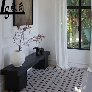 侘寂风原木长条凳客厅高级感复古长凳艺术装饰凳换鞋凳民宿装饰品