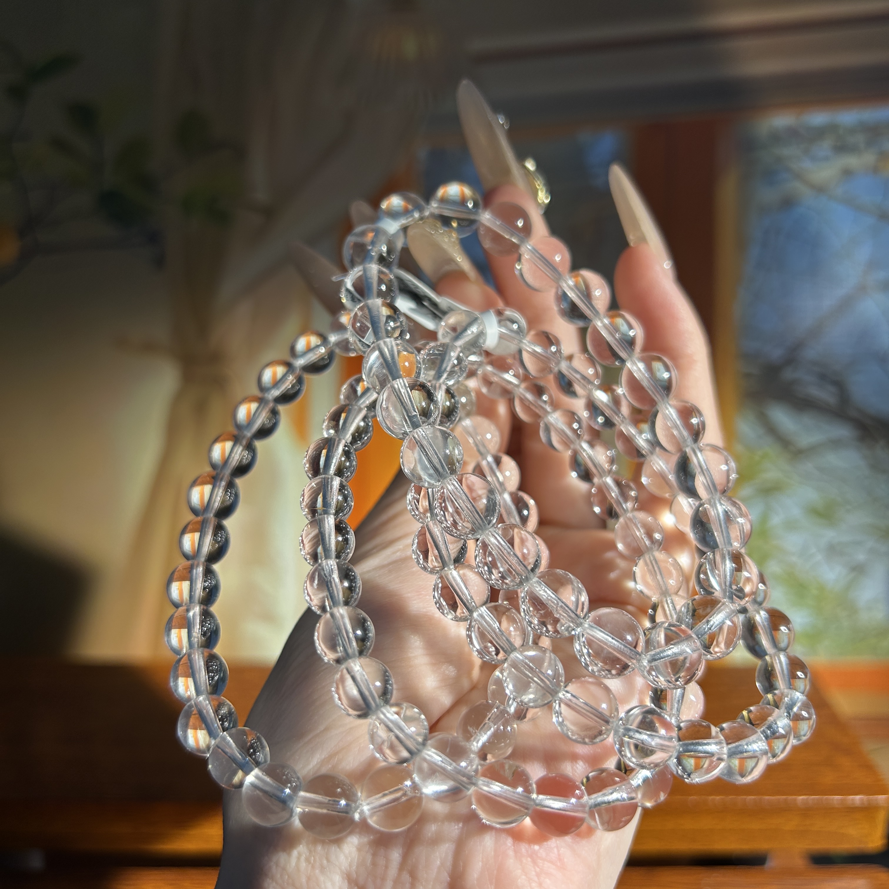 天然高净体白水晶素圈消磁手串