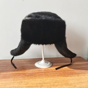 水貂皮全毛帽子男女款霸王帽东北冬季保暖护耳雷锋帽整狐狸毛貉子