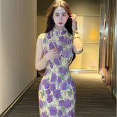 画报夫人原创自制港工高级显瘦旗袍春夏款 旗袍 又见憶紫
