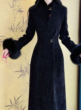 LHMknk1画报夫人原创自制秋冬复古vintage显瘦A摆大衣外套长度122