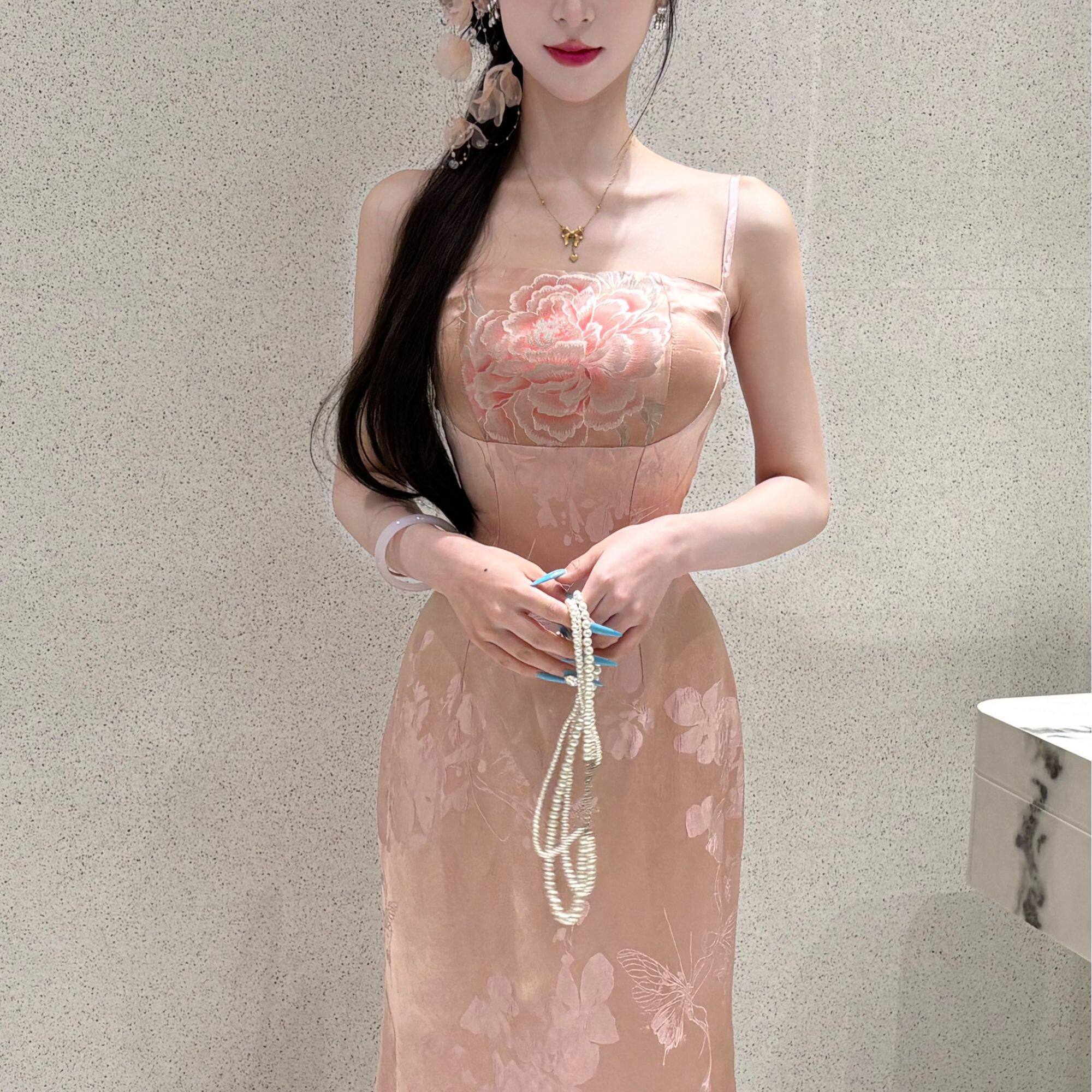 画报夫人原创自制改良夏季人丝新中式国风旗袍 牡丹之王