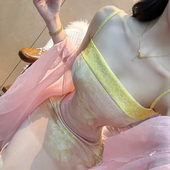 画报夫人原创自制新中式 国风素雅温柔连衣裙 雨蝶牡丹吊带