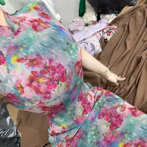 LHMknk1画报夫人原创自制弹力网纱复古港工油画旗袍 容颜王