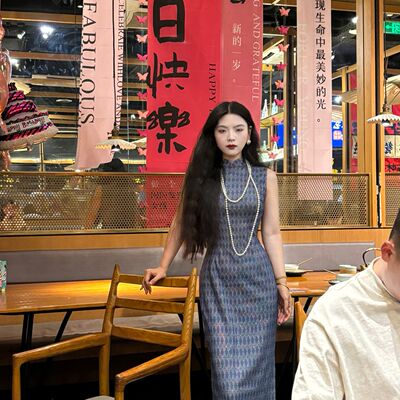 画报夫人原创自制高级民国复古烫金弹力旗袍连衣裙 念慈