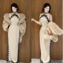 宋氏美学米白色 气质 画报夫人原创自制旗袍厚款 高级西装