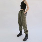 春秋冬登山冲锋裤 女款 子休闲阔腿裤 裤 束脚直筒军绿色工装 2026新款