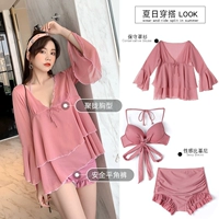 Bikini nữ cảm giác áo tắm ba mảnh ngực nhỏ bảo thủ mùa xuân nóng bỏng cổ tích tụ tập chia cổ tích siêu che bụng du lịch - Bộ đồ bơi hai mảnh 	áo tắm 2 mảnh cho bé gái	