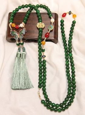 民族风中式叠戴斜挎璎珞项链