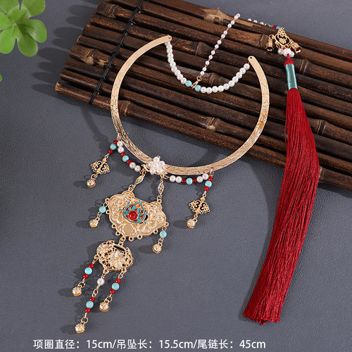 古风汉服璎珞流苏平安锁项圈