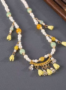 新中式铃兰花璎珞项链锁骨链汉服