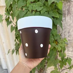 红陶土多巴胺创意手绘单株蝴蝶兰盆朱顶红兰花秋海棠盆栽花盆