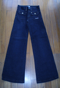 DAISY LOVERS兰色前贴袋牛仔阔腿裤150/160-E