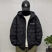 冬季 装 大码 90白鸭绒连帽羽绒服男士 轻薄款 压花青少年休闲潮牌外套