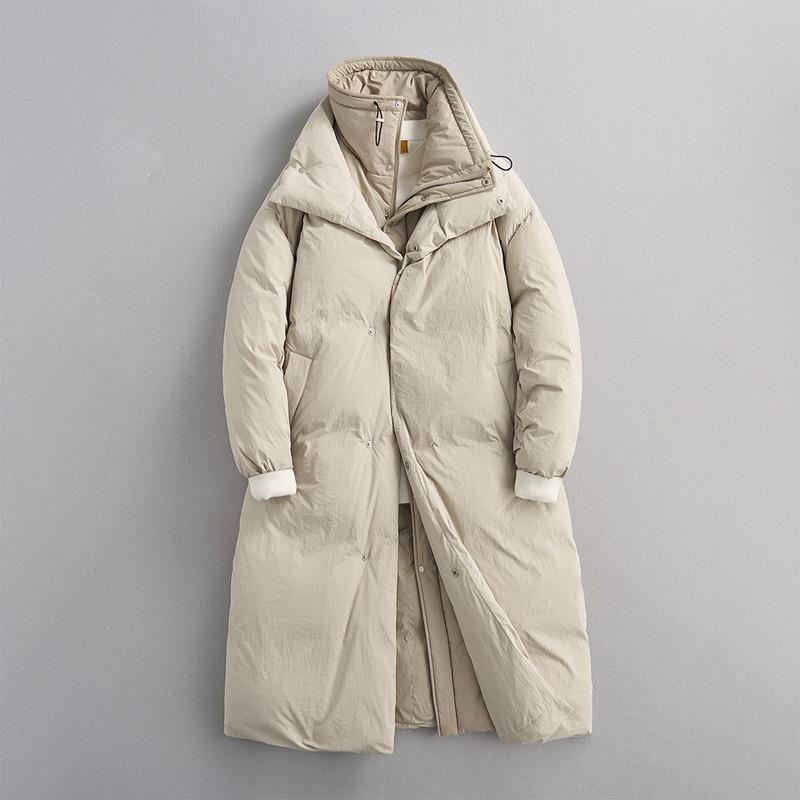男士羽绒服中长款假两件高级感白鸭绒过膝风衣加厚保暖防风潮外套