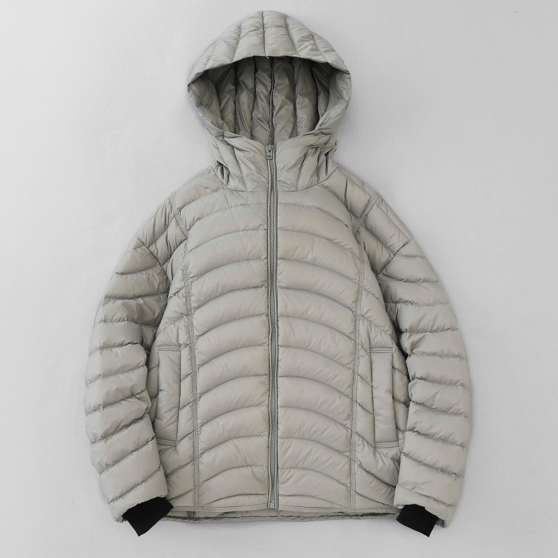 立体裁剪 轻便款窄绗缝弧形分割加厚连帽羽绒夹克男女款排骨服