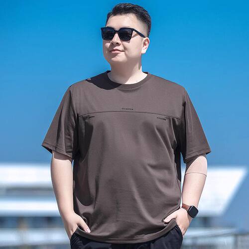 2026夏季新款圆领百搭半袖t恤男大码棉汗衫胖子时尚休闲短袖体恤