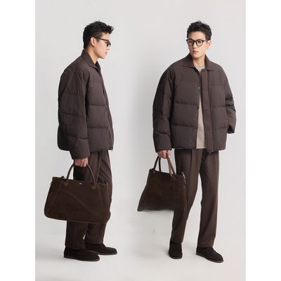 「方界明光」90白鸭绒立体排骨连帽羽绒服男冬宽松大码外套