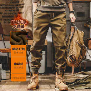 子男春季 裤 2025新款 宽松直筒卡其色休闲裤 美式 春秋束脚裤 复古工装