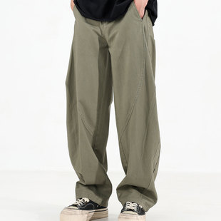 裤 子男士 男2025夏季 直筒宽松潮牌阔腿长裤 新款 August弯刀休闲工装