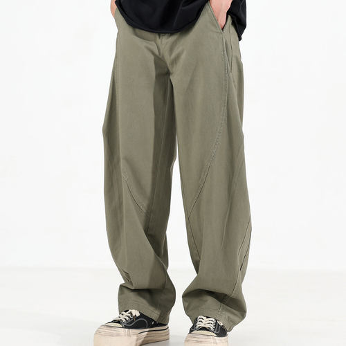 August弯刀休闲工装裤男2025夏季新款直筒宽松潮牌阔腿长裤子男士