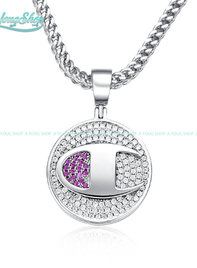 Champion x KING ICE 项链冠军LOGO镶钻吊坠镶嵌欧美嘻哈hiphop