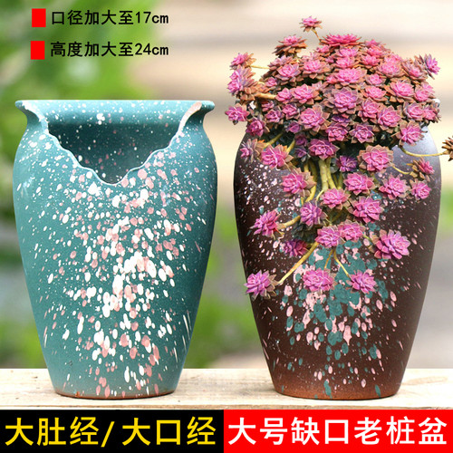 特大缺口造型陶瓷多肉花盆粗陶