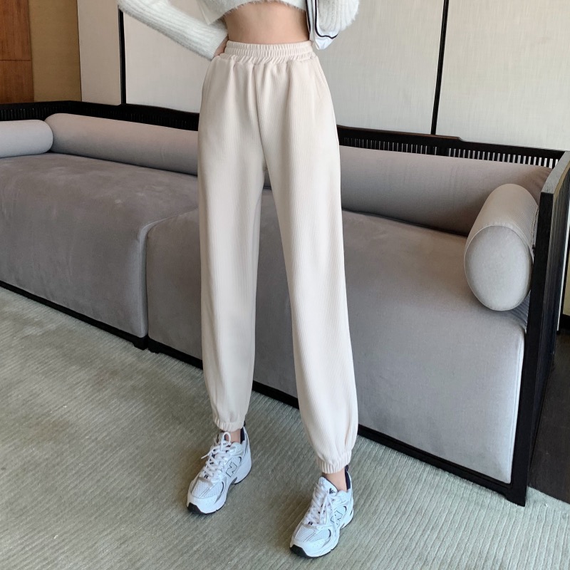 Real shot real price 2020 winter new casual Plush straight tube pants loose legged harem sports pants women's pants