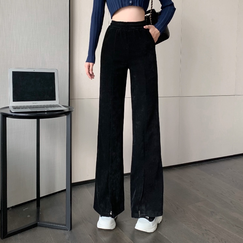 Real shot real price Korean versatile high waist split pants temperament wide leg pants loose show thin drooping sense casual pants women