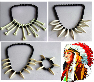 COS牙齿项链骨头项链万圣节服装印第安人项链 野人项链土著人项链