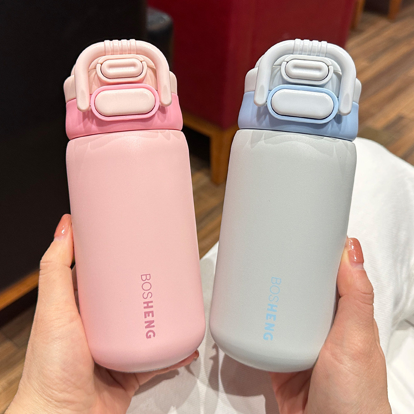 儿童保温杯316不锈钢水杯女生双饮吸管杯小学生上学专用便携杯子