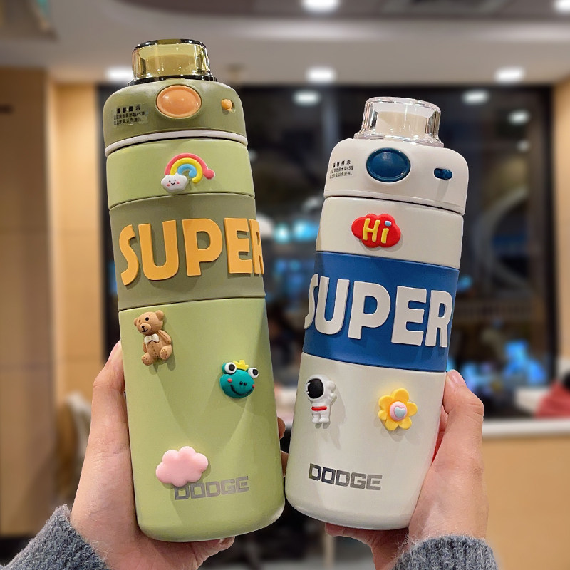 保温杯女生带吸管高颜值水杯大容量吸管杯便携户外运动水壶学生男