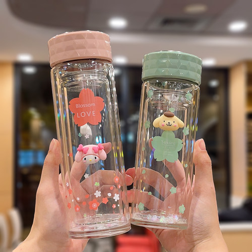 铂盛品牌正品办公室带茶隔玻璃杯