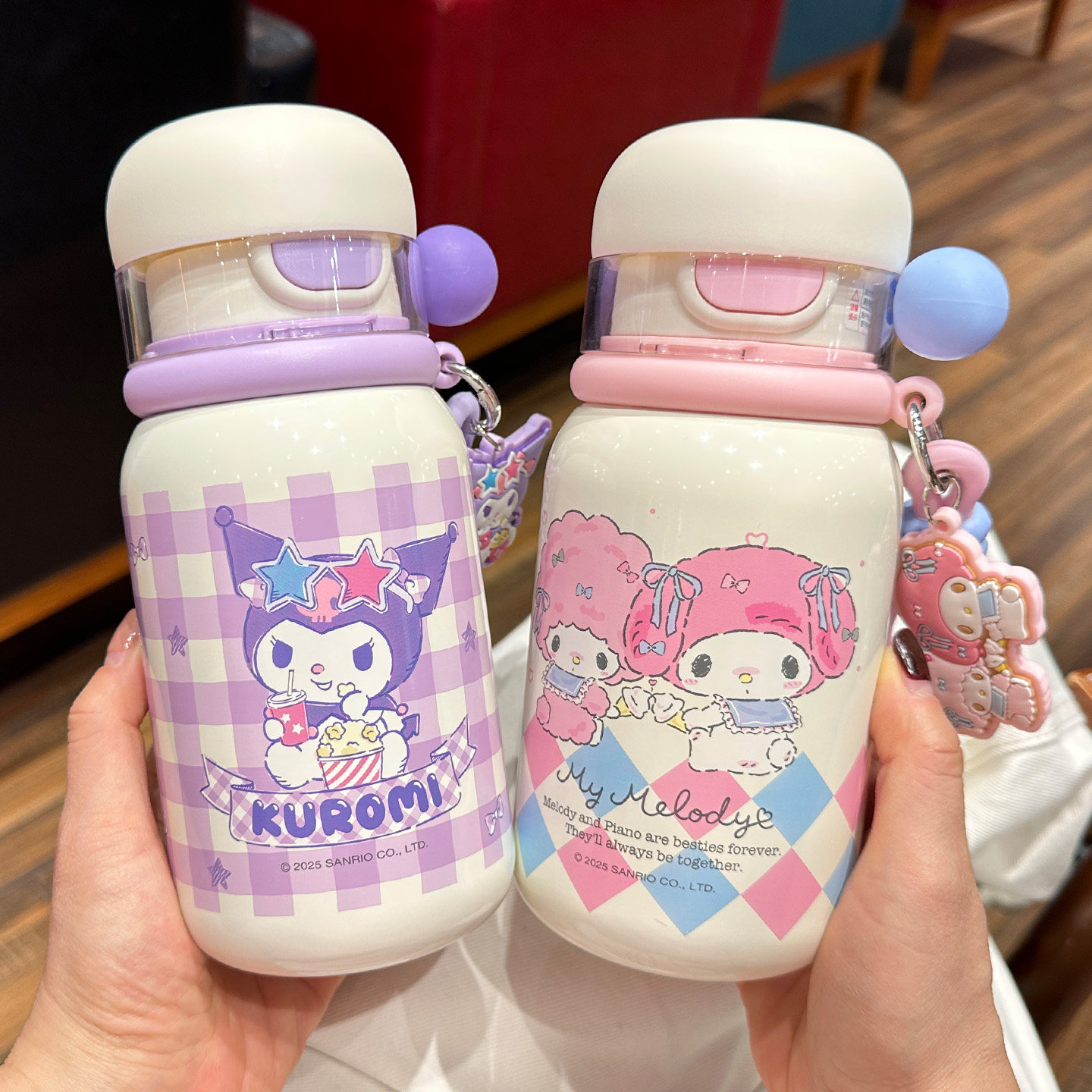 三丽鸥库洛米儿童保温杯女孩吸管杯学生上学专用316L双饮水壶便携