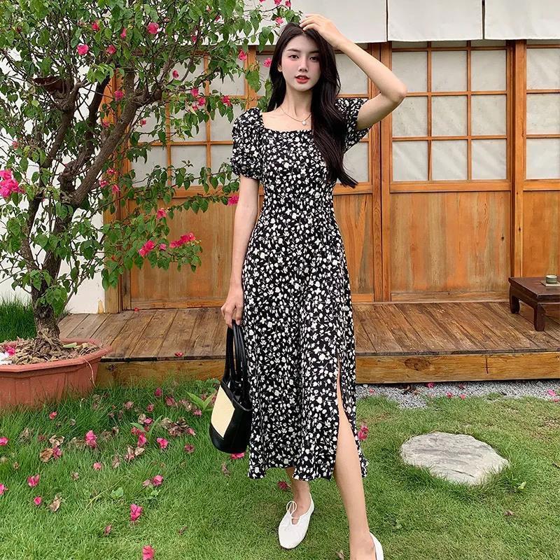 2023summer women sexy hem cut print dress ladies dresses裙子