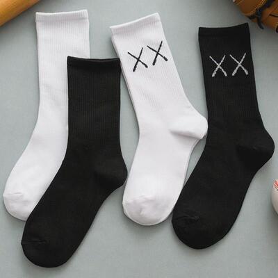 Summer thin long socks, tube socks, pure black and white men
