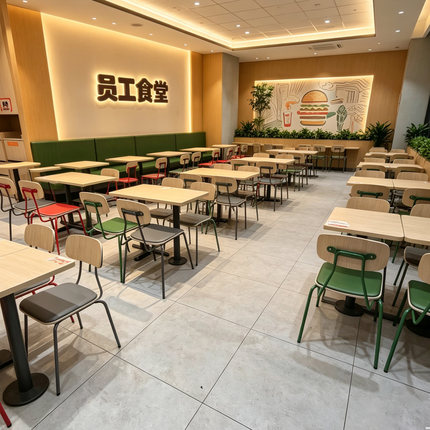 定制餐饮桌椅组合商用H堡王同款椅小吃甜品汉堡店方桌曲木靠背椅